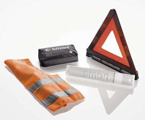 Hazard triangle, emergency jacket, first aid kit
